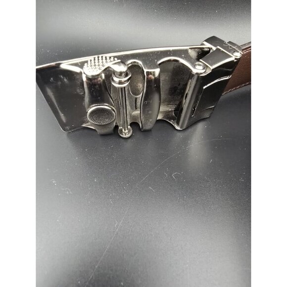 Men's Ratchet Style Belt 42" Brown Stylish Buckle - Picture 3 of 5